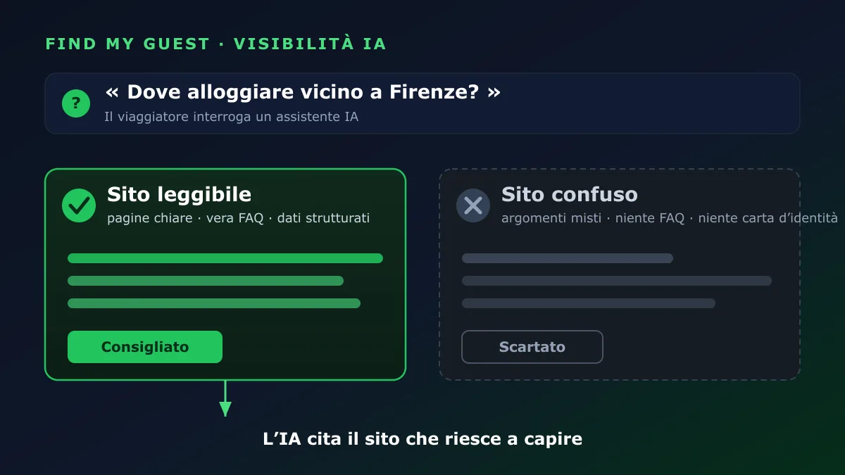 Un assistente IA consiglia il sito di prenotazione leggibile invece di uno confuso dopo la domanda di un viaggiatore