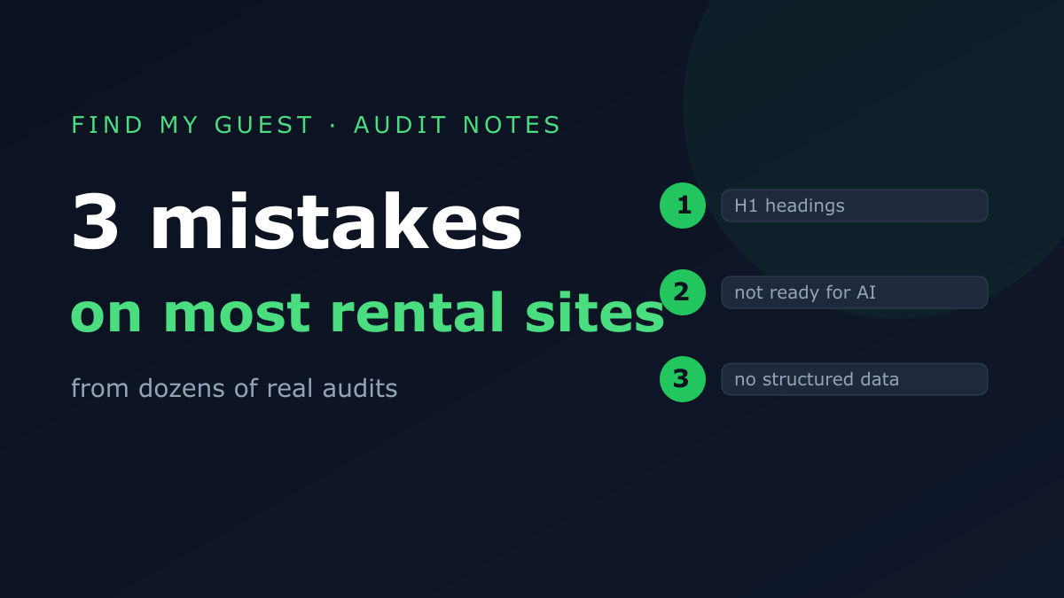 I audited dozens of direct booking websites · the 3 most common mistakes